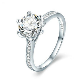Anel Solitário Prata Elegance Diamante de Zircônia