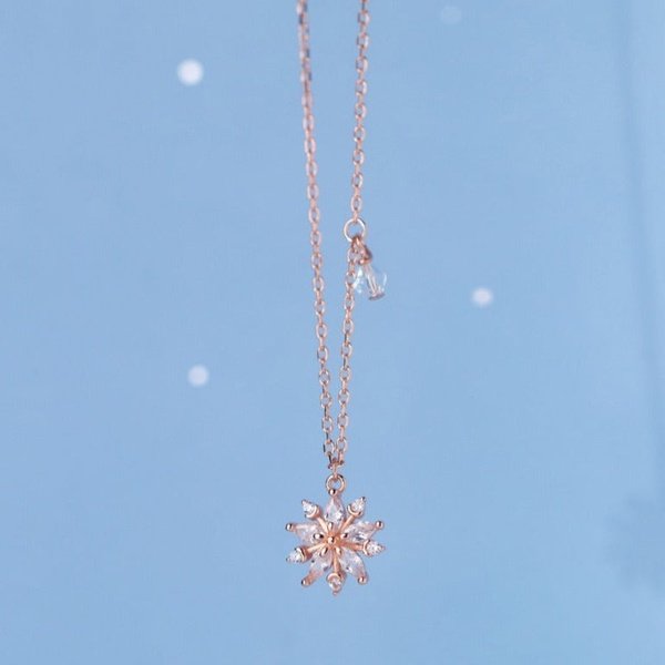 Colar de Natal Floco de Neve Rose Gold - Labela Joias