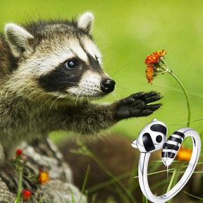 Anel Ajustável Prata Cute Raccoon - Labela - Loja Online